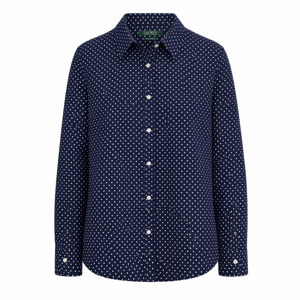Ralph Lauren Old Money Prep Polka Dot Shirt Womens Large Classiccore French Girl